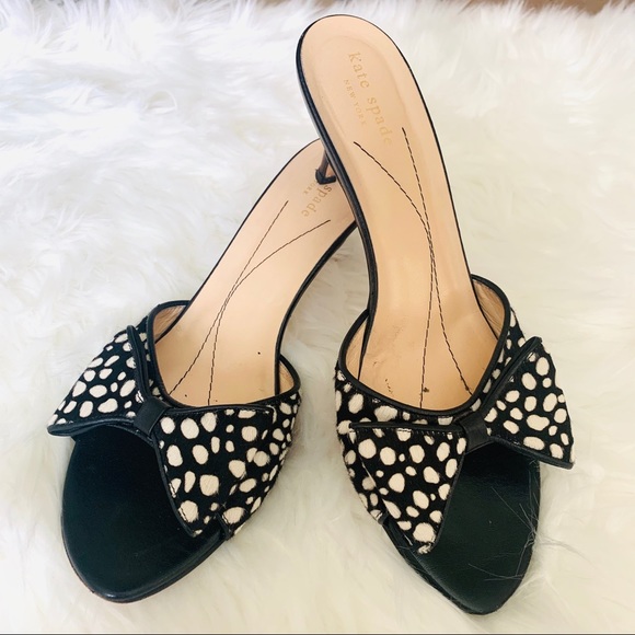 Kate Spade Polka Dot Bow Mules, Kitten Heel - Picture 7 of 11